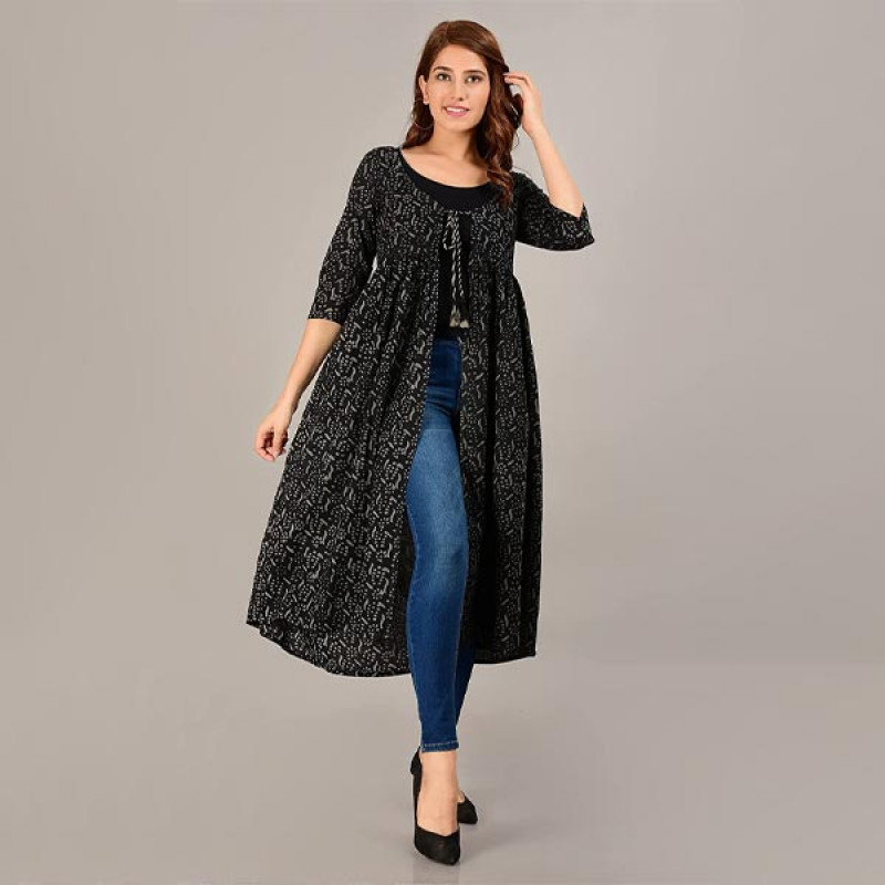 Cotton Long Printed Shrug for Women